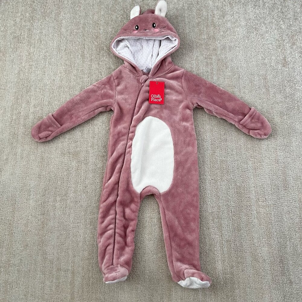NWT Ollie’s Place Baby Girl Faux Fur Bunny One Piece 12-18m